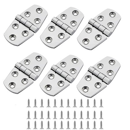 Dobradiças Reforçadas Kit com 6 unidades em  Aço Inox 76x38x5mm para Lancha, Barco e Veleiro