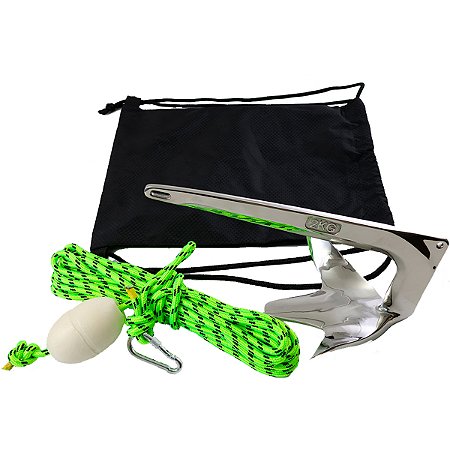 Kit Completo Âncora Bruce Aço Inox Polido 2kg Jet Ski Barco