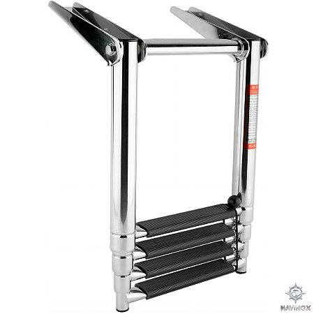 Escada Telescópica Retrátil 4 Degraus Aço Inox Barco Lancha Veleiro