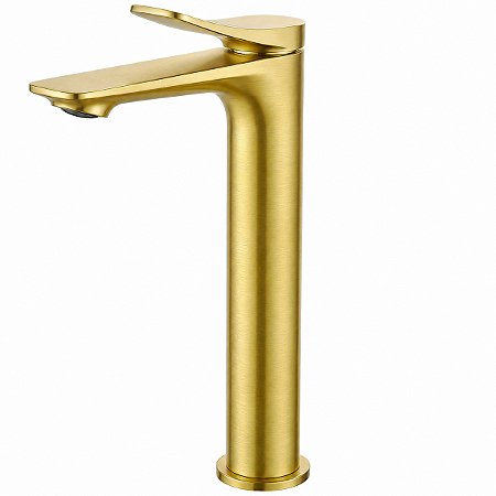 Torneira de Banheiro Lavabo Bica Alta Misturador Monocomando Paris Dourada Escovada