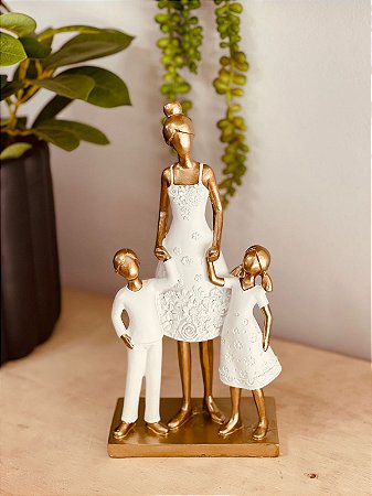 Família Decorativa - Mãe e dois filhos