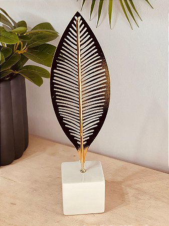 Folha Decorativa - Palmeira Metal e Cerâmica