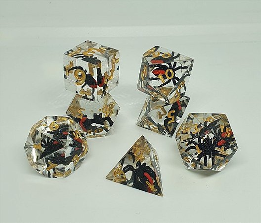 Viúva Negra - Set completo com 7 Dados de RPG  - Entrega Imediata
