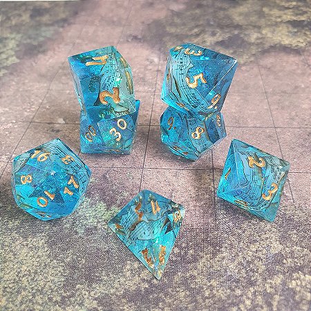 As canções do Bardo  - Set completo com 7 Dados de RPG - Encomenda