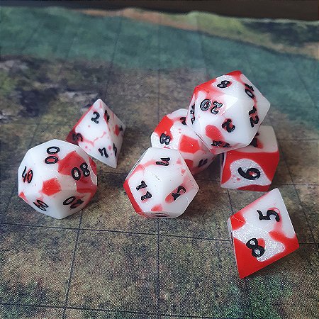 Bloond and Bones  - Set completo com 7 Dados de RPG - Entrega Imediata