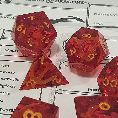 Revolução - Set completo com 7 Dados de RPG - Encomenda