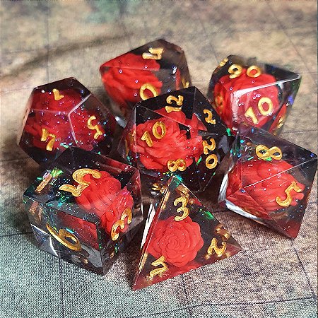 Paixão Rubra - set padrao 7 dados RPG  - Encomenda