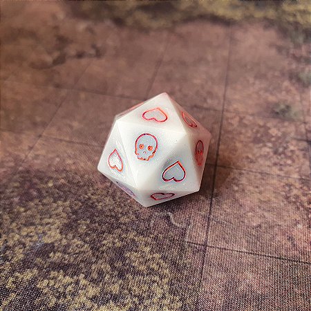 Dado d20 Single - Salva Guarda - Branco e rosa