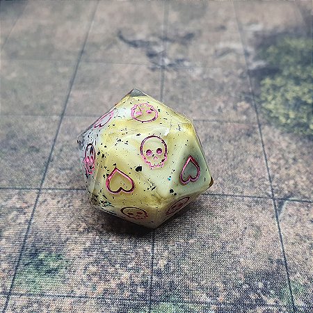 Dado d20 Single - Salva Guarda - Branco e amarelo