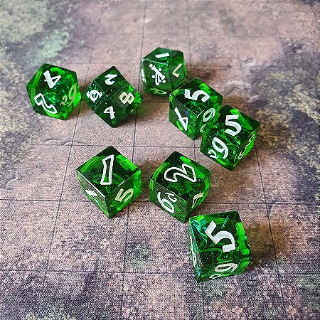 Set Dados RPG - O Um Anel - Artesanal - Esmeralda