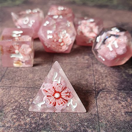 Hanami ( Sakuras )   - Set completo com 7 Dados de RPG - Encomenda