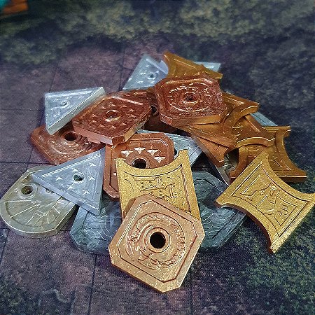 Kit de Moedas para RPG - D&D (Cobre, Prata, Ouro, Electrum e Platina) - 50 unid
