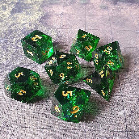 Esmeralda  - Set completo com 7 Dados de RPG - Encomenda
