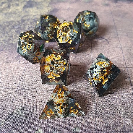 Memento Morri - Sangue dos deuses - Set completo com 7 Dados de RPG - Entrega Imediata