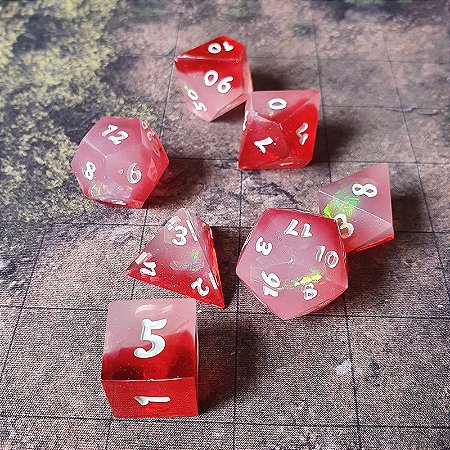 Flor da Alvorada - Set completo com 7 Dados de RPG - Entrega Imediata