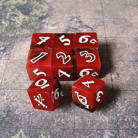 Set Dados RPG - O Um Anel - Artesanal - vermelho-  misprint 1/11