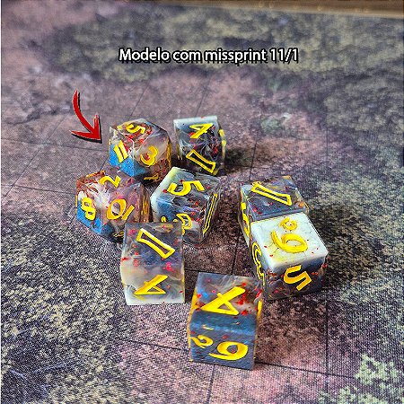 Set Dados RPG - O Um Anel - Artesanal - Azul-  misprint 1/11