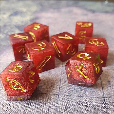 Set Dados RPG - O Um Anel - Artesanal - Flama de Barad-dûr - Entrega Imediata