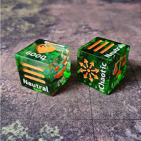 Par D6 de Alinhamento para RPG - Verdes