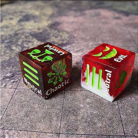 Par D6 de Alinhamento para RPG -  Misto  Vermelhos