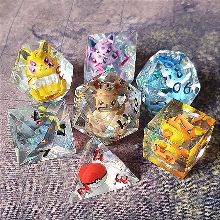 Eeveelution  - Set completo com 7 Dados de RPG - Encomenda