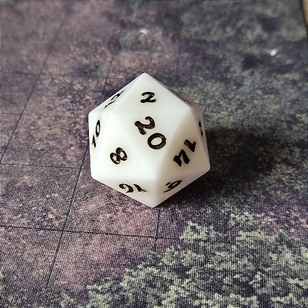 Dado D20 jumbo 30 mm  - Branco Fraturado - Entrega Imediata outlet