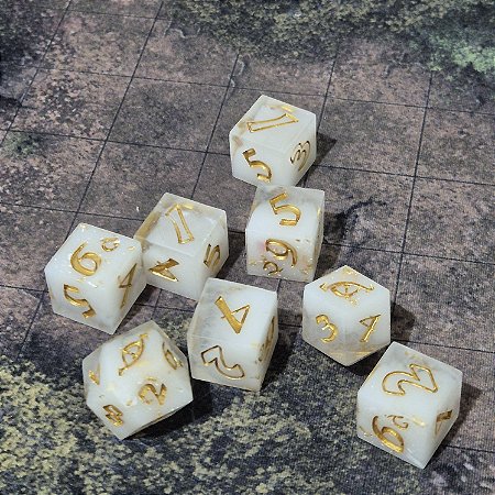 Set Dados RPG - O Um Anel - Artesanal - Alabastro V2 Entrega Imediata