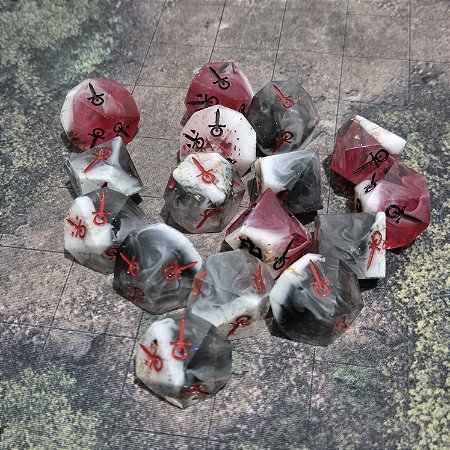 Conjunto 15 dados RPG Vampiro a Mascara - V5 - modelo Premium V² - Entrega Imediata