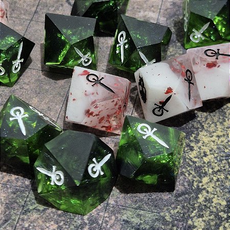 Conjunto 15 dados RPG Vampiro a Mascara - V5 - Abraço Eterno - Encomenda