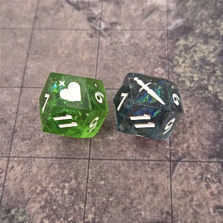 Par D12 Daggerheart – Medo e Esperança - Verde e Fume - Entrega imediata