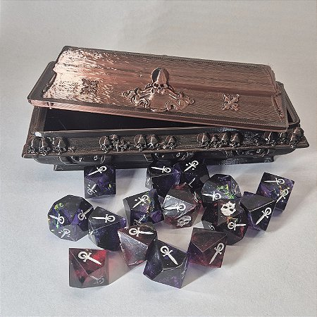 Combo Vampiro V5 - Primeira Noite v² – Dados V5 + Caixão Porta-Dados - Entrega Imediata