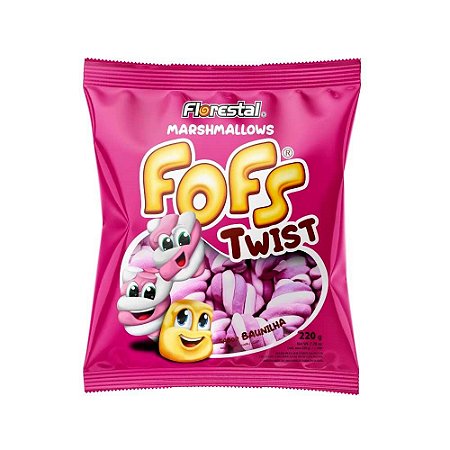 Marshmallow Fofs Twist Rosa e Branco 220g