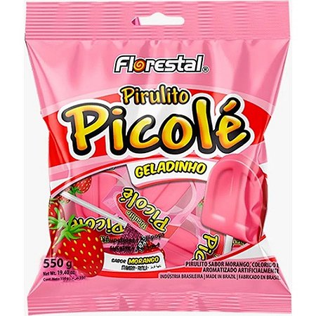 Pirulito Picolé Morango 550g (50un)