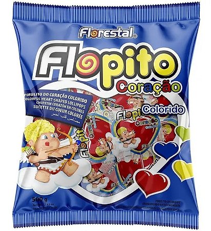 Pirulito Flopito Coração Colorido 500g (50un)