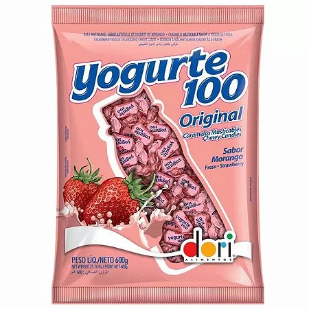 Bala Yogurte 100 Morango 600g