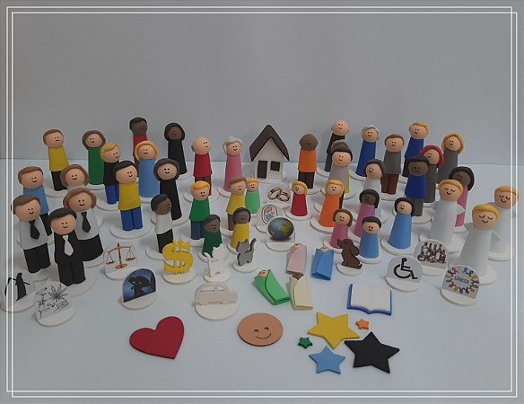 Bonecos para Constelação Familiar na mesa e na água com 65 peças - EVA - CX