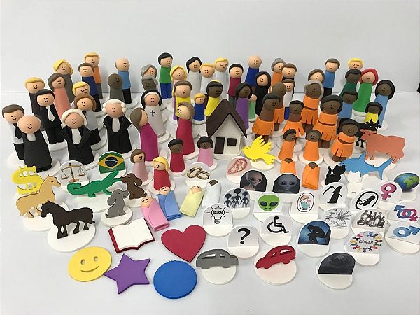 Bonecos para Constelação Familiar na mesa e na água com 107 peças - EVA