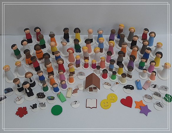 Bonecos para Constelação Familiar na mesa e na água com 101 peças - EVA