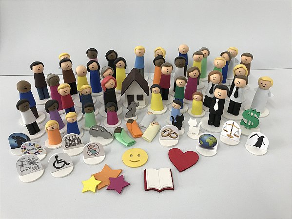 Bonecos para Constelação Familiar na mesa e na água com 65 peças - EVA