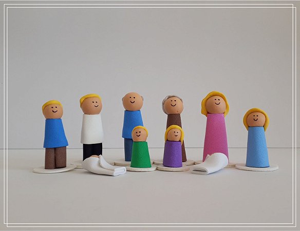 Bonecos para Constelação Familiar na água e na mesa com 10 peças - EVA - Família 2