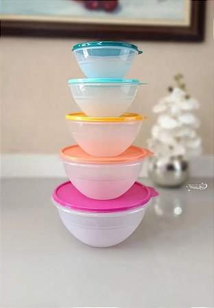 Kit Tupperware Tigela Maravilhosa Transparente 5 peças