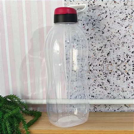 Garrafa Tupperware Eco Tupper Plus 2 litros Transparente c/ vermelho