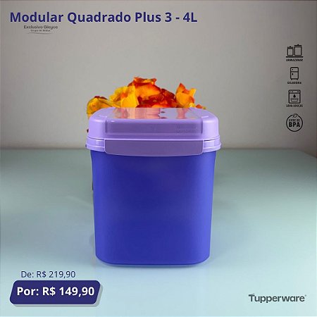 Tupperware Modular Quadrado Plus n°3 - 4 litros Roxo