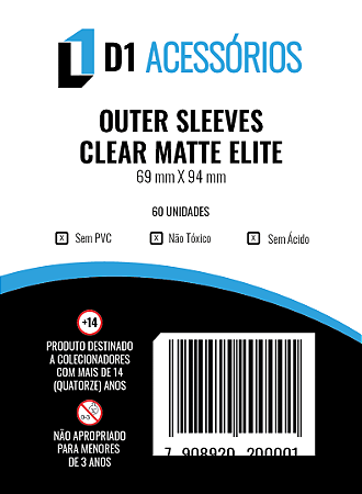 Outer Sleeves Clear Matte Elite 69mmx94mm - 60 Unidades - D1 Acessórios