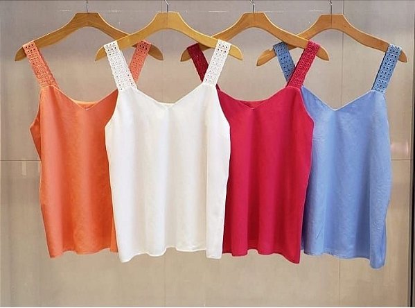 Regata Feminina Branca Renda Alças - Compre Agora Online | Shopping City