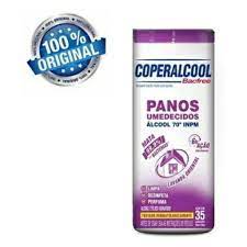 pano umedecido com alcool coperalcool lavanda pote com 35 unidades