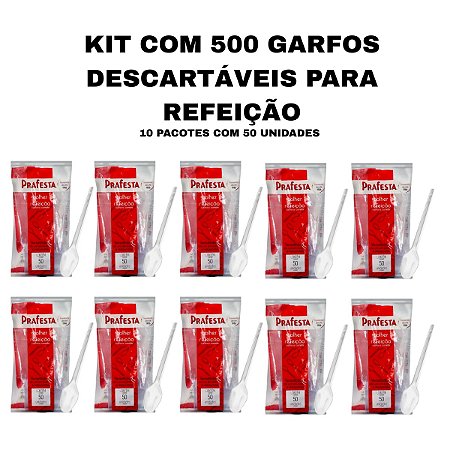 KIT 500 GARFOS REFEIÇÃO PRAFESTA - 10 PACOTES