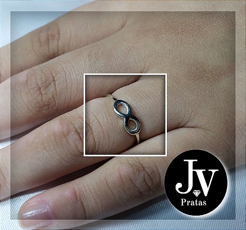 Anel feminino modelo símbolo infinito em prata legítima 925. - J.V Joias