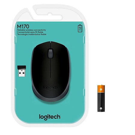 Mouse Logitech M170 Sem Fio Preto e Cinza