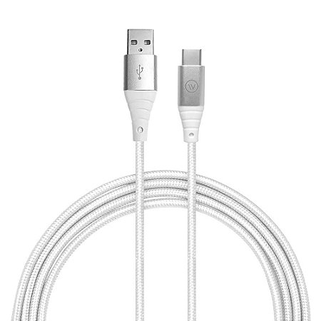 Cabo USB-C para USB Hard Cable em Poliéster Branco 1,2m - iWill
